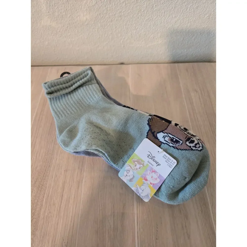 Disney Pets Quarter Crew Socks 5 Pairs Size 9-11 Shoe Size 4-10